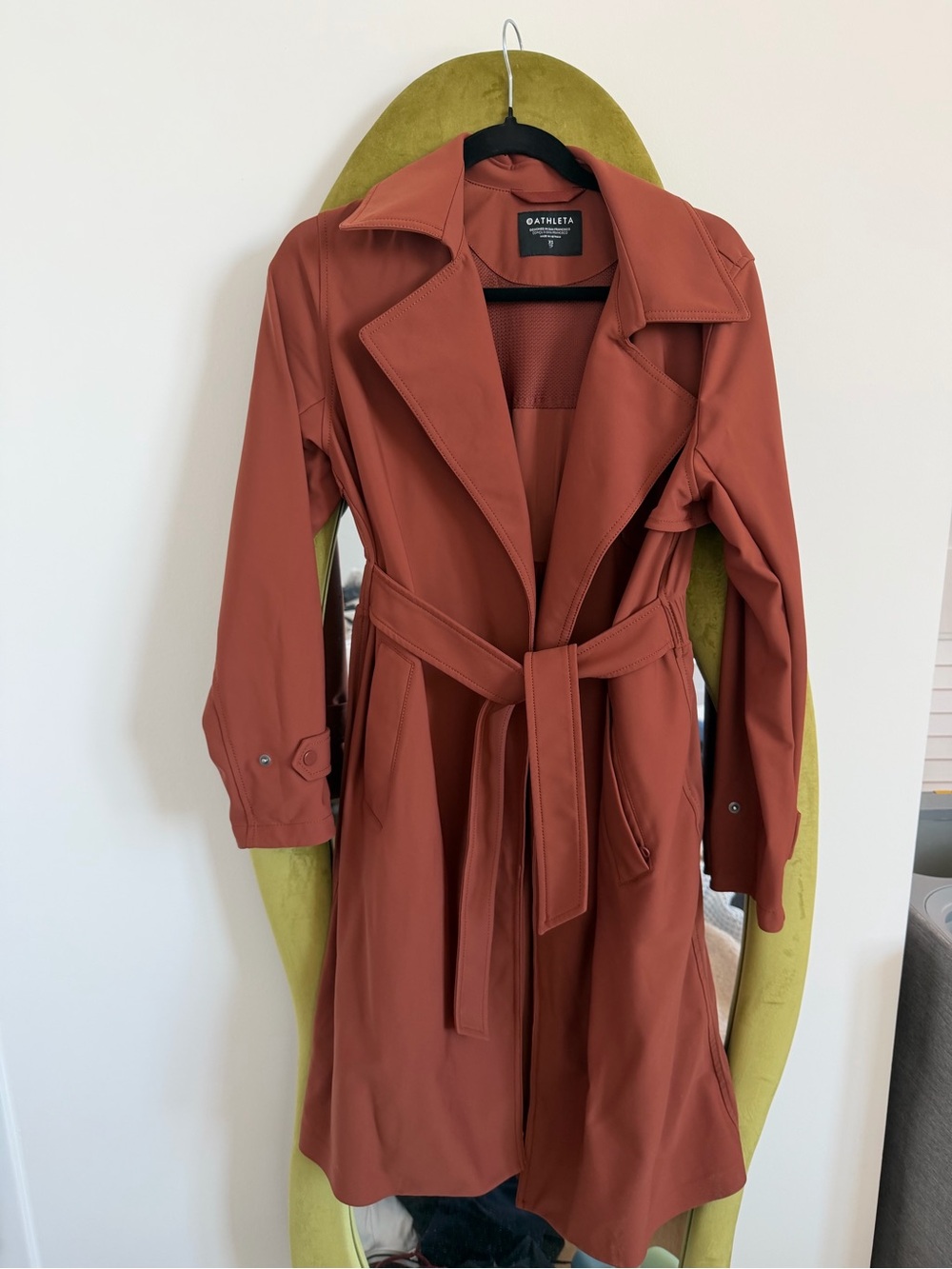 Athleta Rust-Brown Trench Coat with Belt - Picture 3 of 3